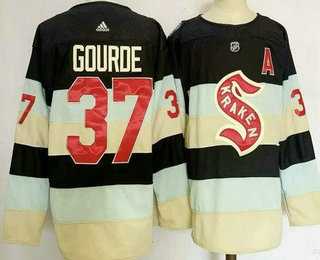 Mens Seattle Kraken #37 Yanni Gourde Navy 2024 Winter Classic Jersey
